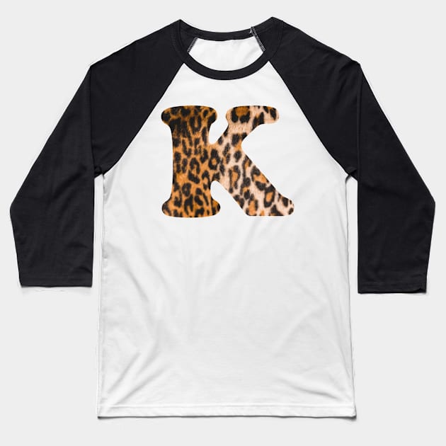 Letter K leopard print Baseball T-Shirt by ColorsHappiness